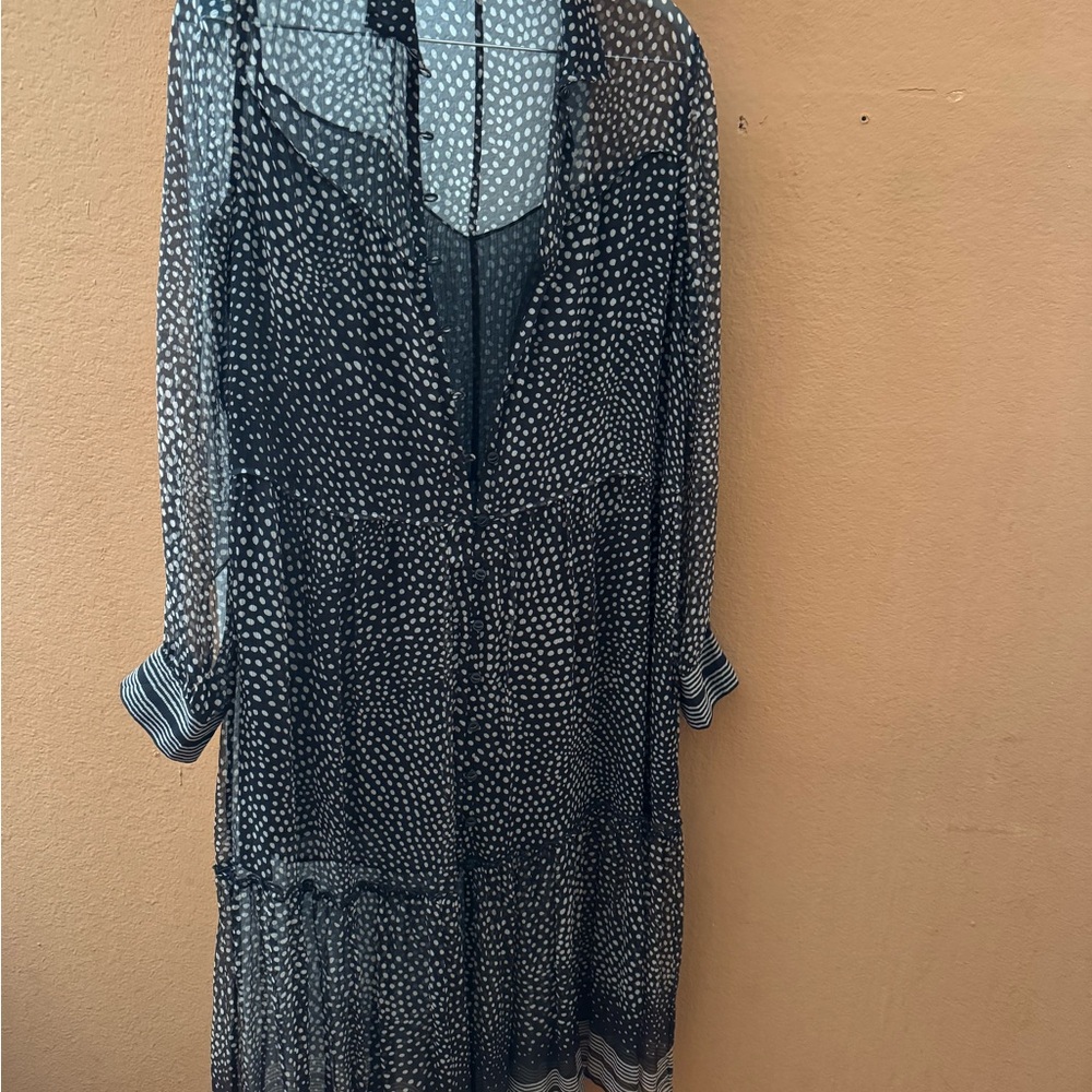 Sheer Black and White Polka Dot Dress